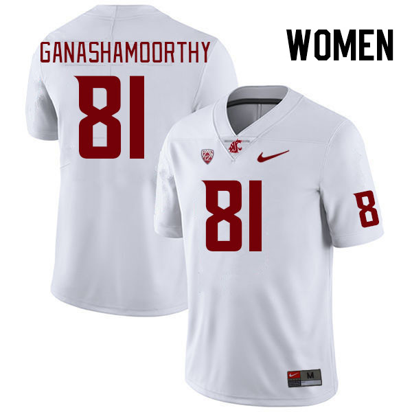Women #81 Branden Ganashamoorthy Washington State Cougars College Football Jerseys Stitched Sale-Whi